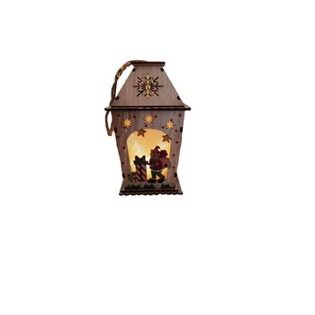 Decoratiune cadou Craciun casuta din lemn cu lumini,15*8cm Decoratiune cadou Craciun casuta din lemn cu lumini,15*8cm
