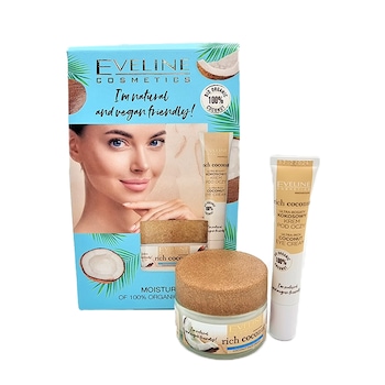 Pachet Ingrijire Ten si Ochi cu Ulei de Cocos 100% Organic Eveline Crema de fata 50 ml, Crema ochi 20 ml Pachet Ingrijire Ten si Ochi cu Ulei de Cocos 100% Organic Eveline Crema de fata 50 ml, Crema ochi 20 ml