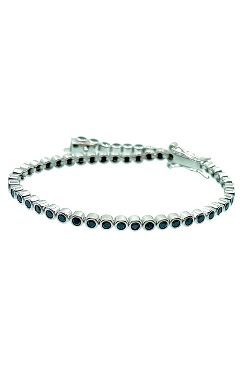 Bratara tennis din argint 925 cu zirconiu negru, 17 cm, Agavi