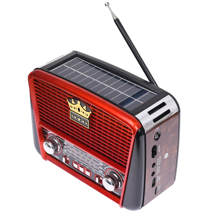 Radio MP3, cu putere solara, bluetooth, baterie reincarcabila, laterna, sd, usb