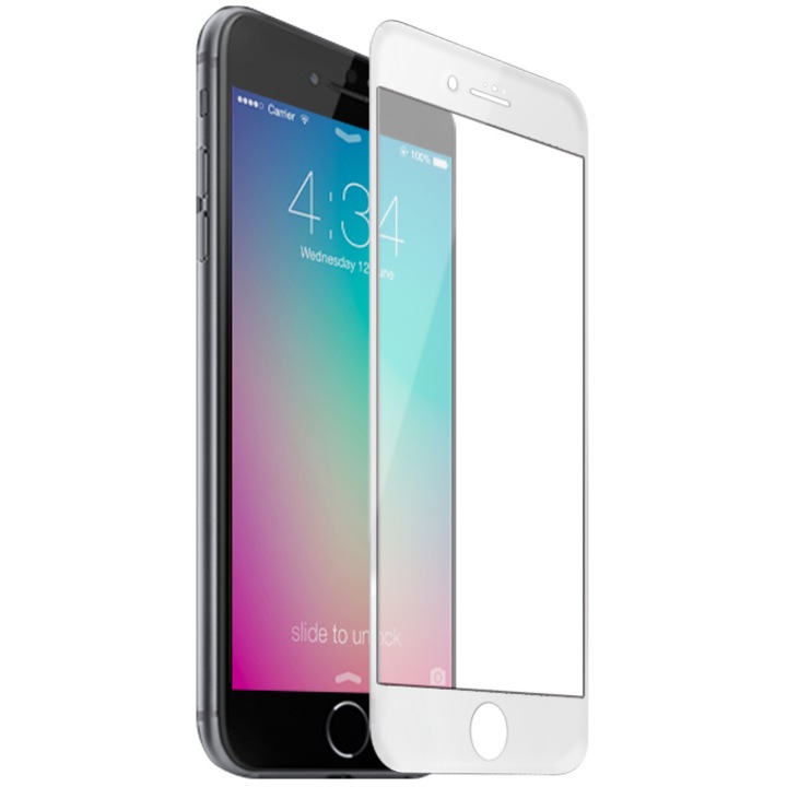 Фолио Tempered Glass A+, 3D за iPhone 6 Plus, Бял