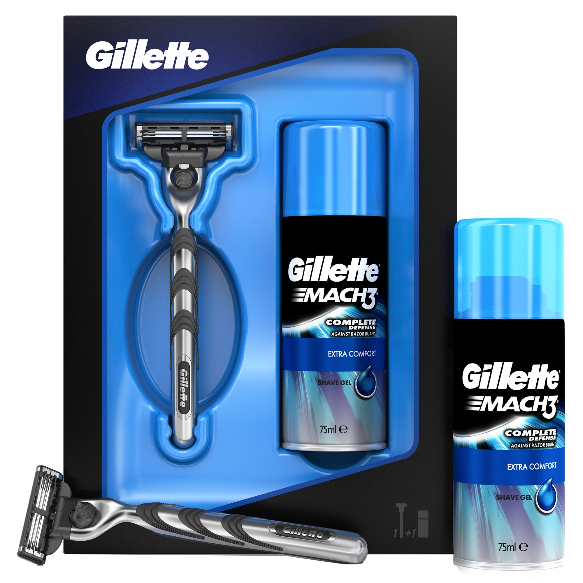 Комплект Gillette Mach3: Самобръсначка Mach3 + Гел за бръснене Mach3 ...