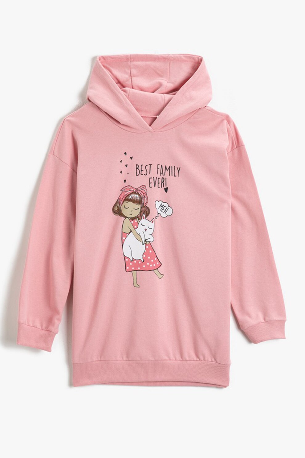 KOTON, Hanorac cu imprimeu si maneci cazute, Roz