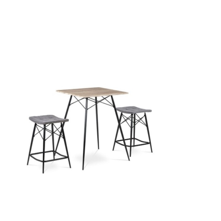 Monaco Étkezőgarnitúra Sonoma Tölgy Színben - Bár Asztal 2 Db. Párnázott Bárszékkel