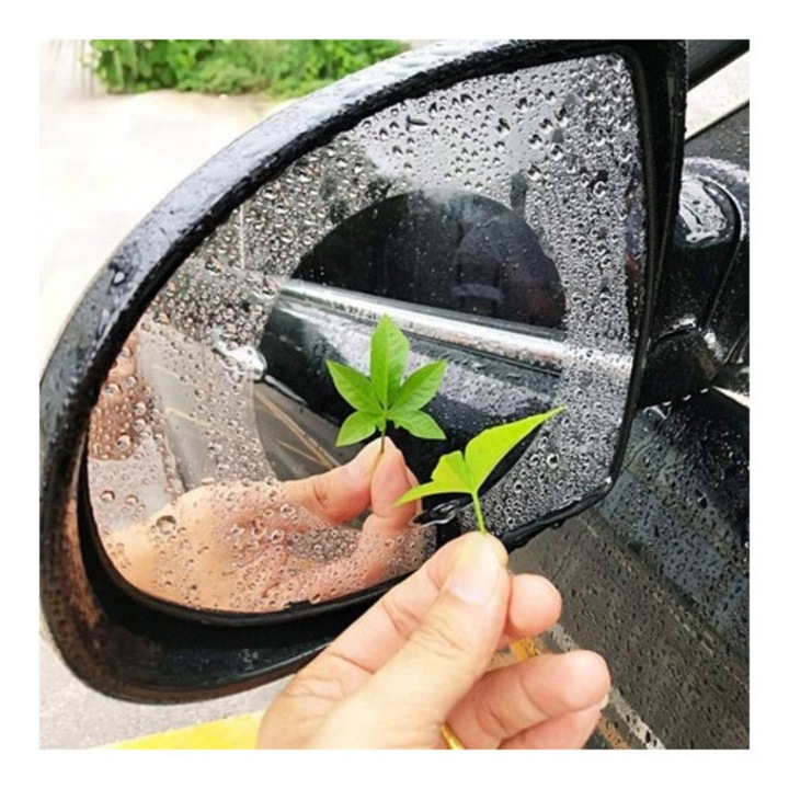 Folie Auto pentru Oglinda Laterala cu Propietati Anti Picuraturi si Anti Aburire, Set 2 Bucati, Model Rotund, Diamentru 10 cm, GARAMI SHOP