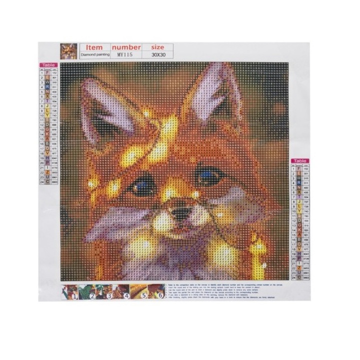 Mozaic cu Diamante 30 x 30 cm, model Vulpe