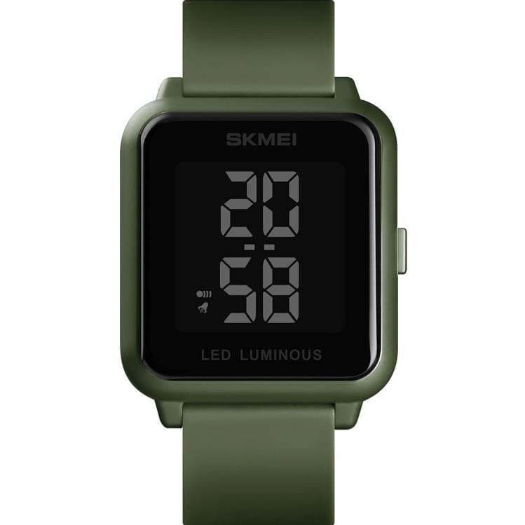 Ceas unisex, Skmei, Verde, Casual, Digital, Afisare data, Lumina de fundal, Poliuretan