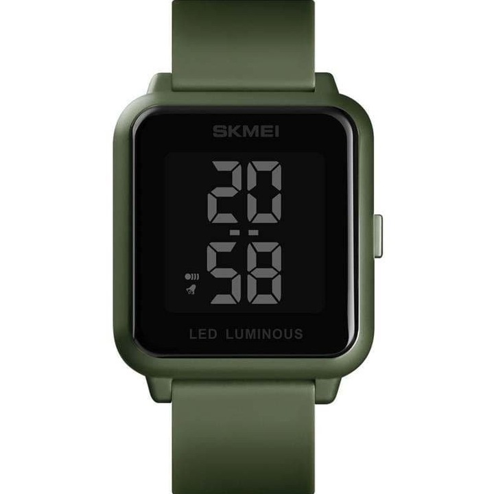 Унисекс часовник, Skmei, зелен, ежедневен, цифров, дисплей за дата, подсветка, полиуретан