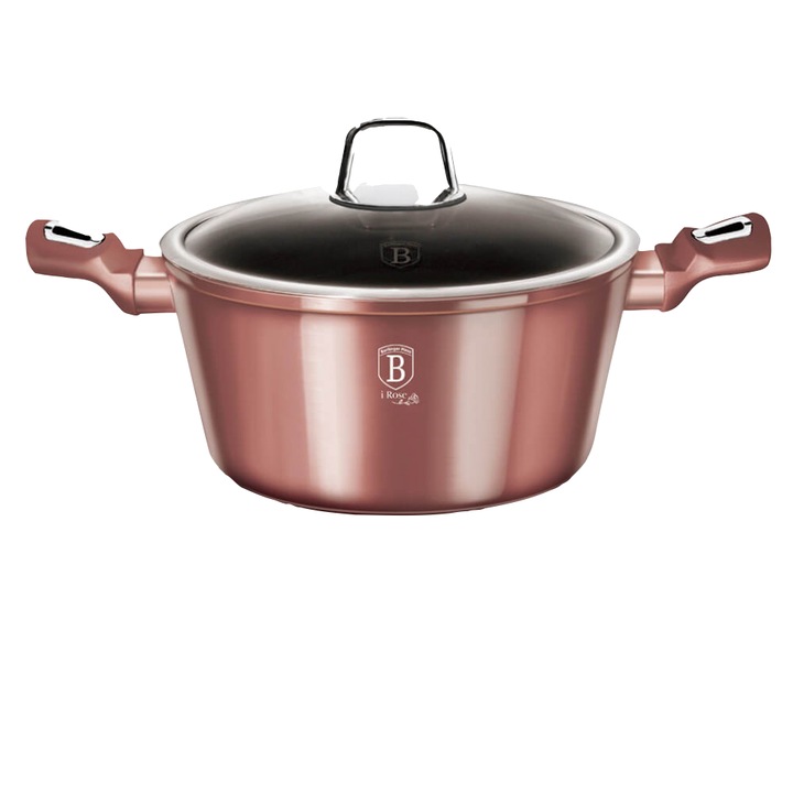 Тенджера BerlingerHaus I-Rose Collection BH 6035, С капак, 24 см