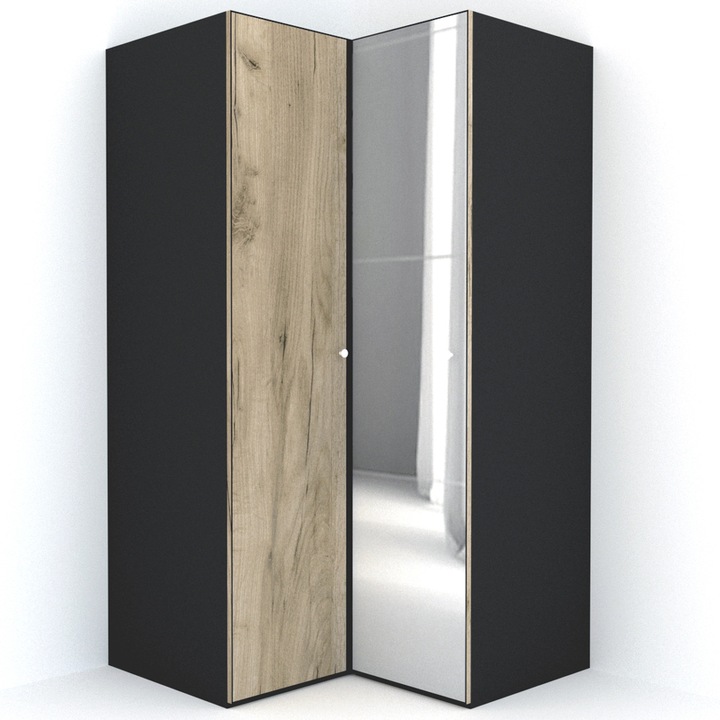 Dulap de Colt Genarom LEX Model B, Decor K002 / Oglinda, 120-117 x 218 x 66 cm