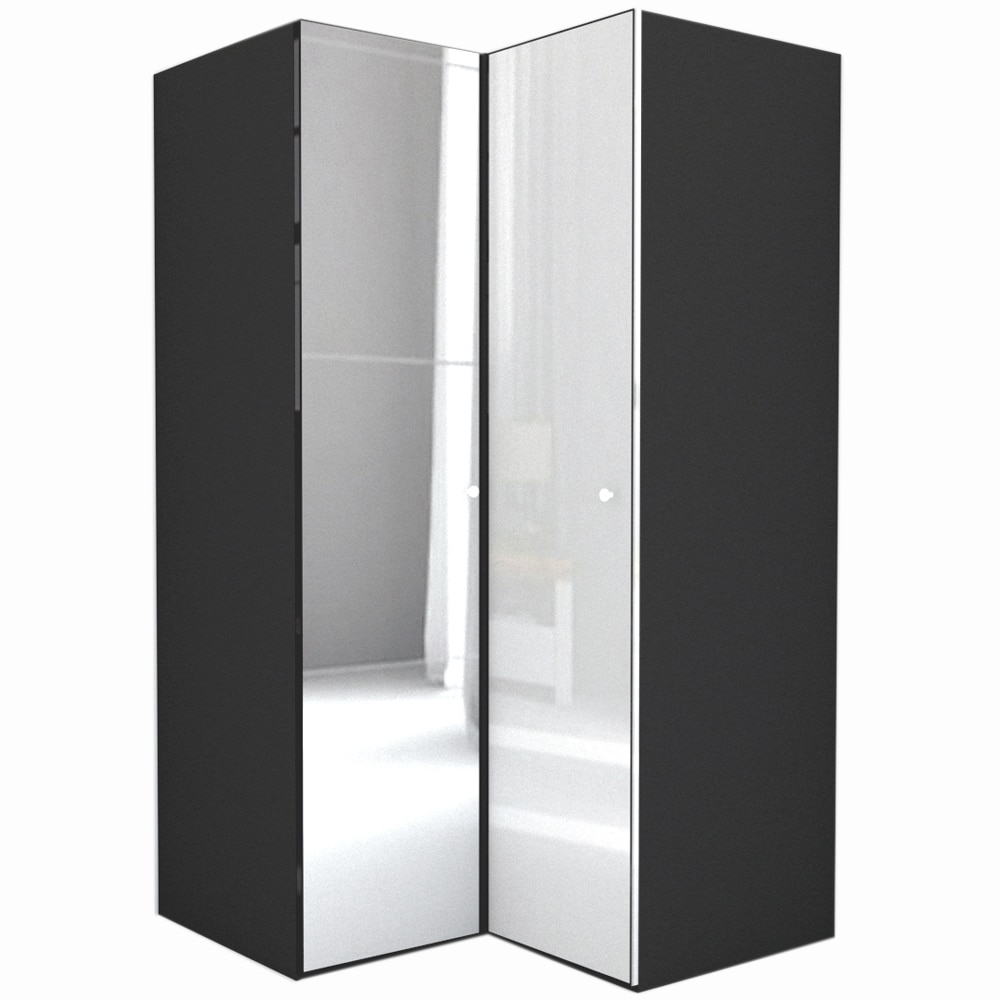 Dulap de Colt Genarom LEX Model B, Gri Lucios / Oglinda, 120-117 x 240 x 66 cm