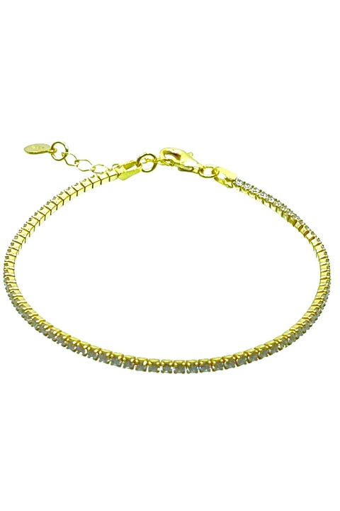 Bratara tip tennis din argint 925 cu zirconiu, Agavidwqf, Alb/Auriu