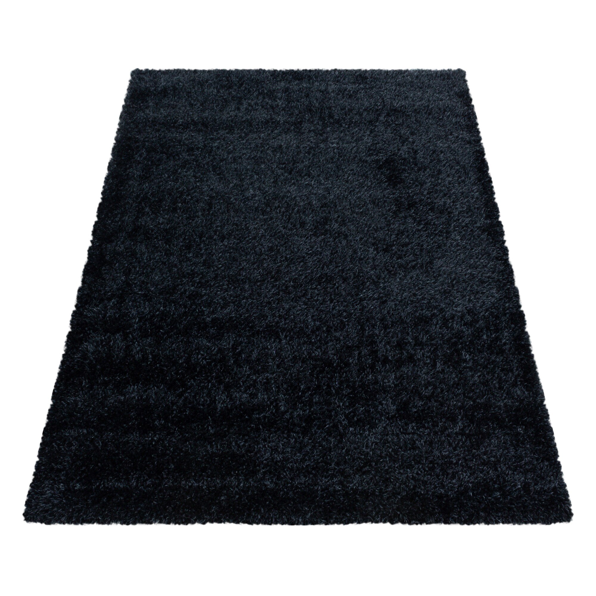 Covor modern cu fir lung NDomino Bril , 60x110 cm, polipropilena 100% , inaltime fir 5 cm , model uni, culoare negru