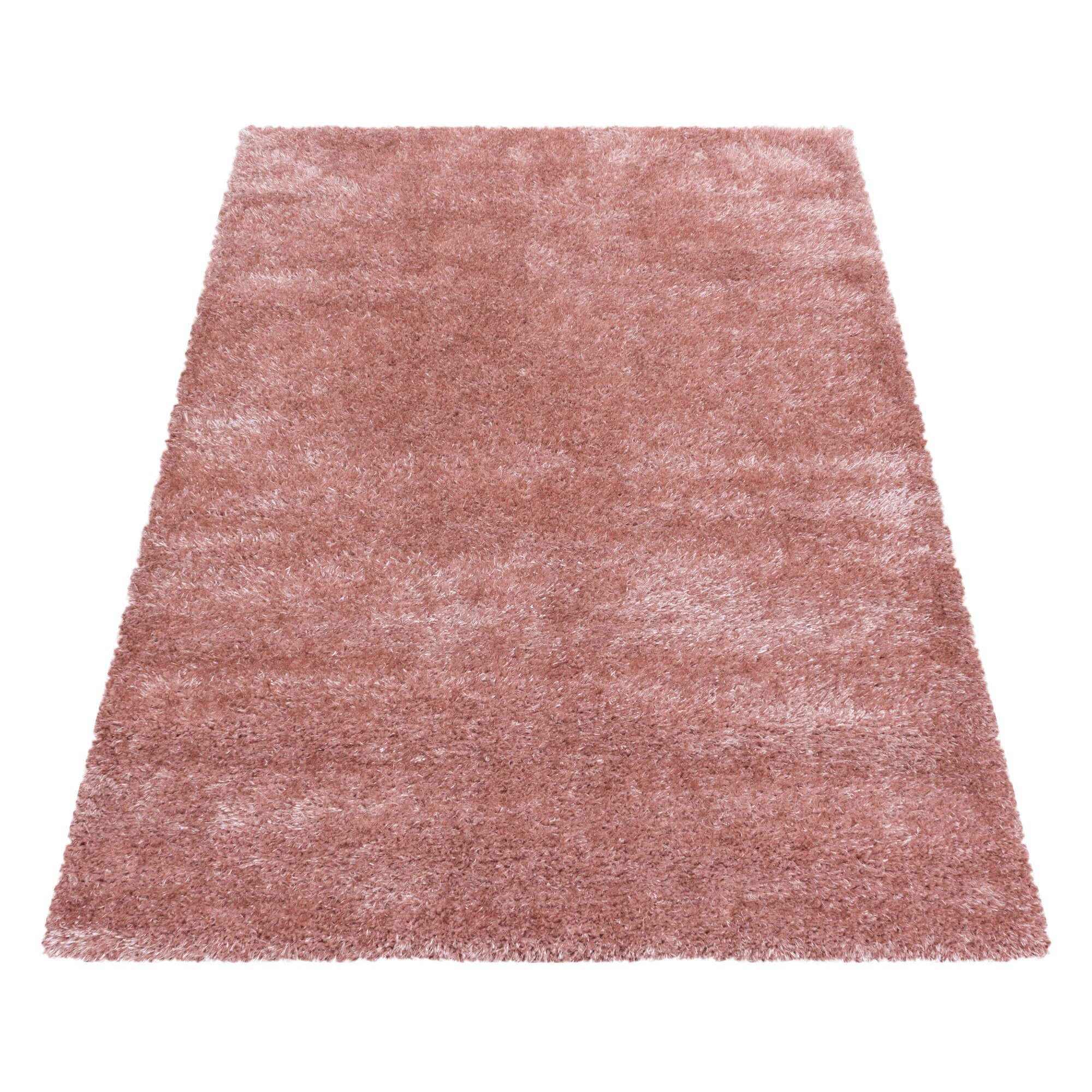 Covor modern cu fir lung NDomino Bril , 60x110 cm, polipropilena 100% , inaltime fir 5 cm , model uni, culoare roz