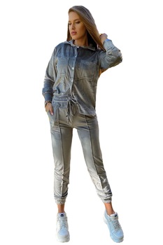 Compleu de catifea Aurora, pantaloni si camasa, Gri, S-M Compleu de catifea Aurora, pantaloni si camasa, Gri, S-M