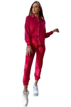 Compleu de catifea Aurora, pantaloni si camasa, Rosu, S-M Compleu de catifea Aurora, pantaloni si camasa, Rosu, S-M
