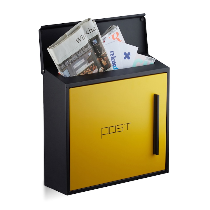 Пощенска кутия Relaxdays, Жълта, 33x35 см