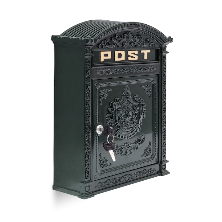 Пощенска кутия, античен стил, Relaxdays, Тъмно зелено, 44,5x31x9,5 см