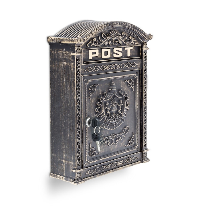 Пощенска кутия, античен стил, Relaxdays, кафява, 44,5x31x9,5 см