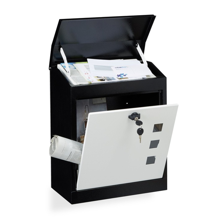 Cutie postala premium, Relaxdays, din otel galvanizat, alb, 53 x 43,5 x 26 cm