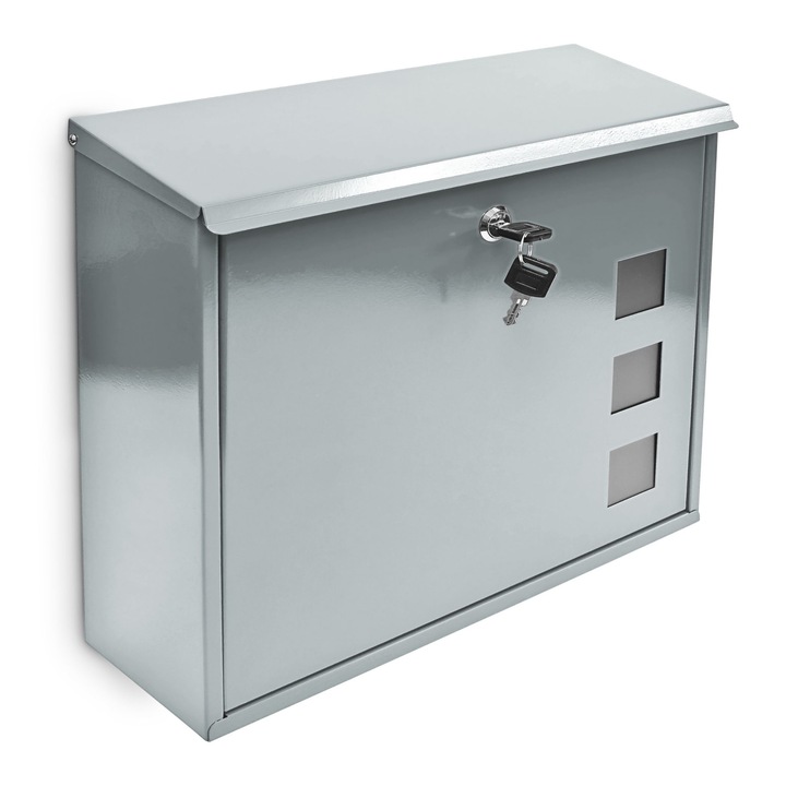 Cutie postala din metal, Relaxdays, gri, 34,5 x 33 x 10,5 cm