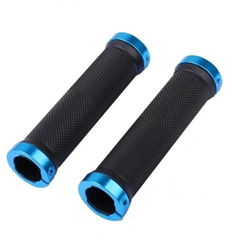 Set mansoane cauciuc bicicleta cu inel aluminiu albastru Set mansoane cauciuc bicicleta cu inel aluminiu albastru