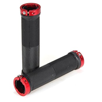 Set mansoane bicicleta din cauciuc cu inel aluminiu rosu Set mansoane bicicleta din cauciuc cu inel aluminiu rosu