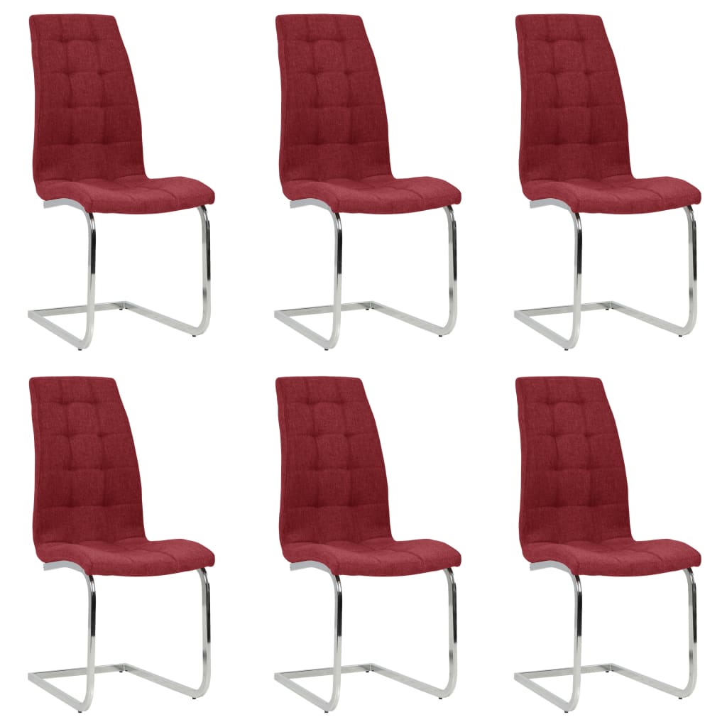 Set scaune de bucatarie consola, 6 buc, rosu vin, material textil 3081755