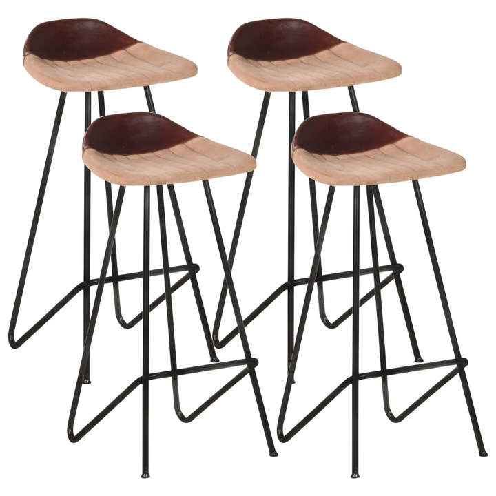Set scaune de bar vidaXL, 4 buc., maro, piele naturala, 45 X 39 X 83 cm, 12.8 kg