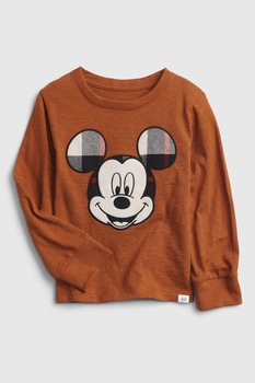 GAP, Bluza cu decolteu la baza gatului si imprimeu cu Mickey Mouse, Maro scortisoara/Negru GAP, Bluza cu decolteu la baza gatului si imprimeu cu Mickey Mouse, Maro scortisoara/Negru
