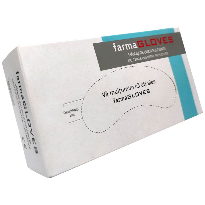 Cutie 100 bucati manusi medicale nitril, nepudrate, albastre, Farmagloves - marimea L