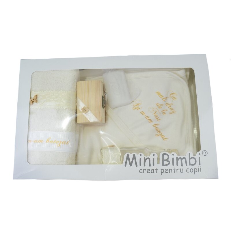 Trusou pentru botez 7 piese Mini Bimbi TR124, Alb 3-6 luni