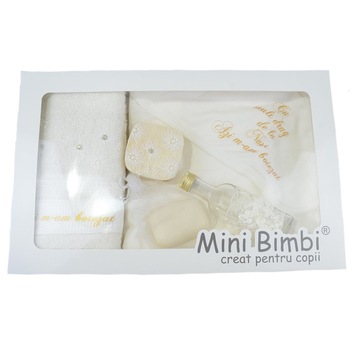 Trusou pentru botez 7 piese Mini Bimbi TR123, Alb 3-6 luni Trusou pentru botez 7 piese Mini Bimbi TR123, Alb 3-6 luni
