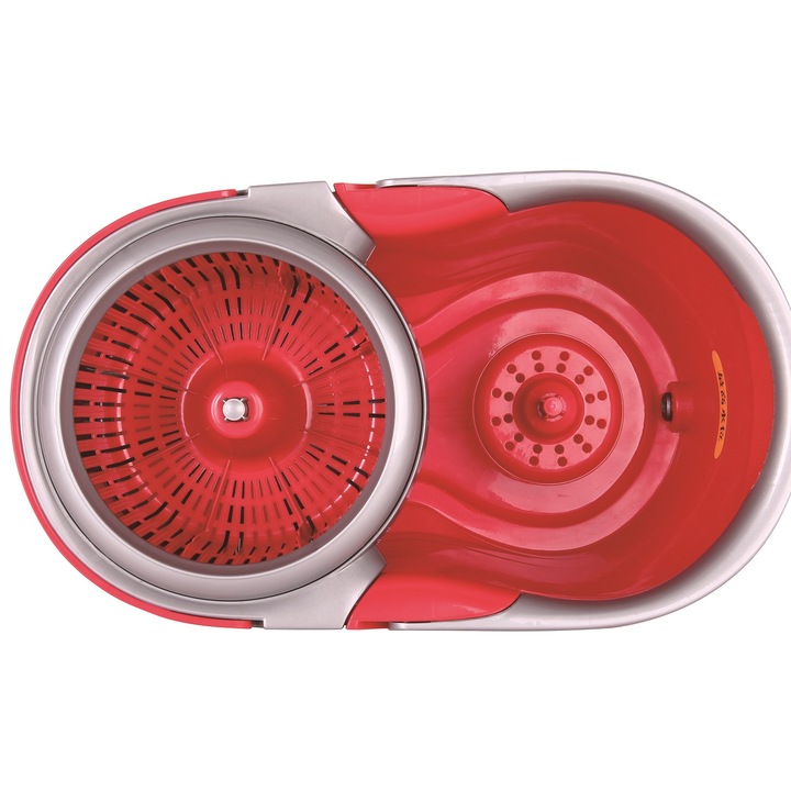 Set de curatenie Kring Simone, galeata cu centrifuga plastic, maner telescopic si mop rotund + rezerva