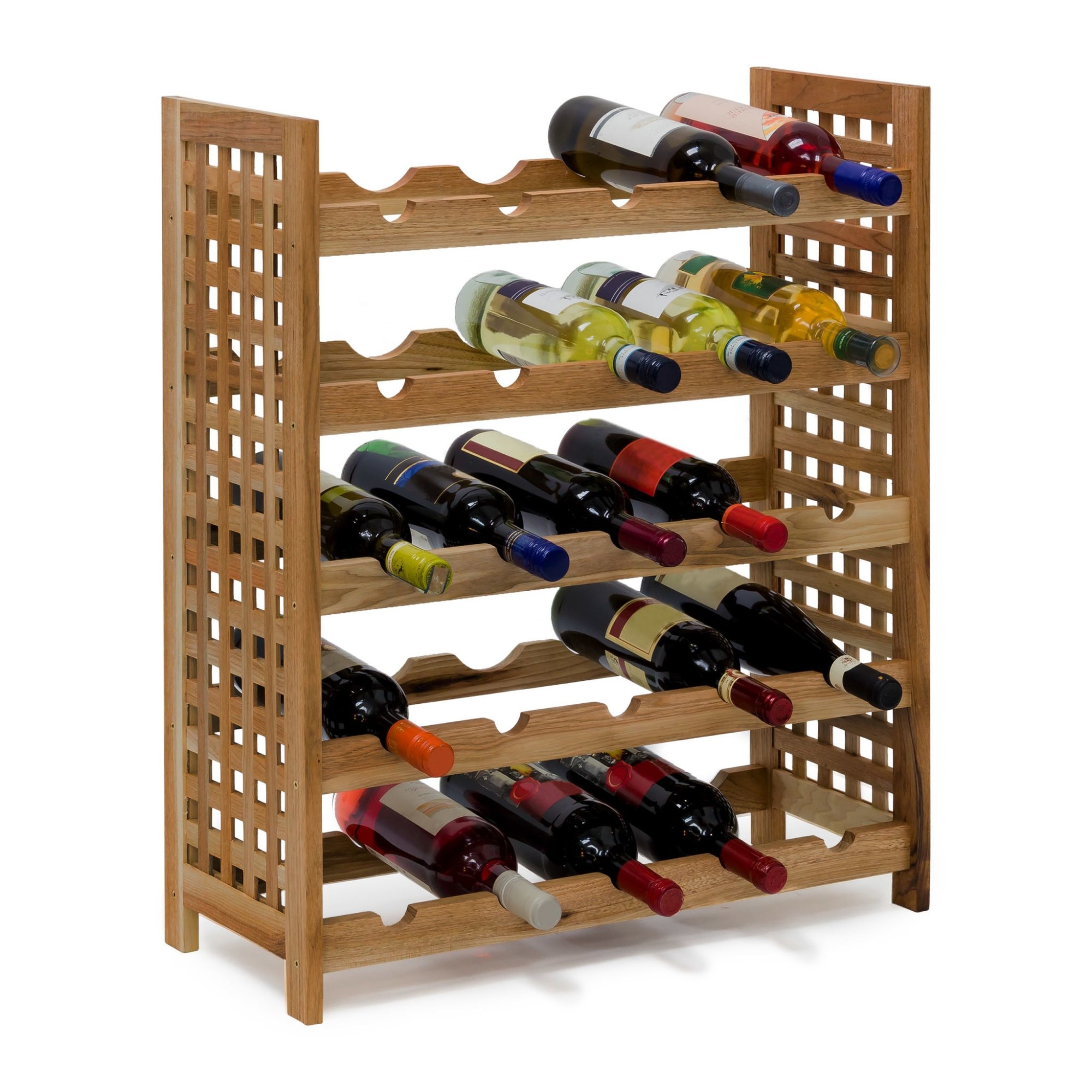 Specialty To disable fire Suport sticle de vin, RelaxDays, din lemn de nuc uleiat, natur, 25 sticle,  73 x 63 x 25 cm - eMAG.ro