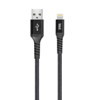 Cablu de date si incarcare Lightning, 1m, MFI, Well, negru Cablu de date si incarcare Lightning, 1m, MFI, Well, negru