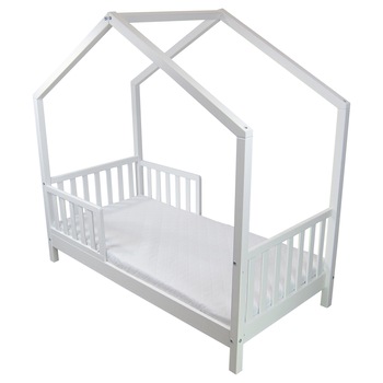 Pat copii forma casuta din lemn masiv de brad, PLC03A, 140x70 cm Primii Pasi Pat copii forma casuta din lemn masiv de brad, PLC03A, 140x70 cm Primii Pasi