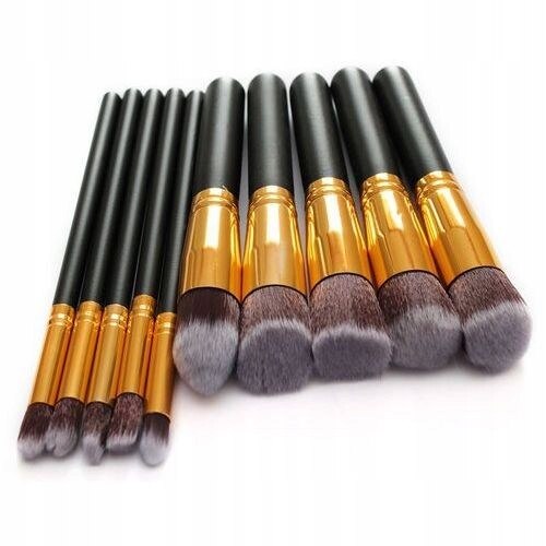 Set 10 pensule pentru machiaj, Zola®, cu par moale, modele diferite, negre