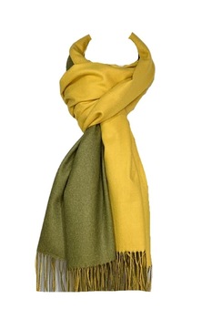 Fular casmir dama cu doua fete , Dacali, galben/kaki,180 x 70 cm Fular casmir dama cu doua fete , Dacali, galben/kaki,180 x 70 cm
