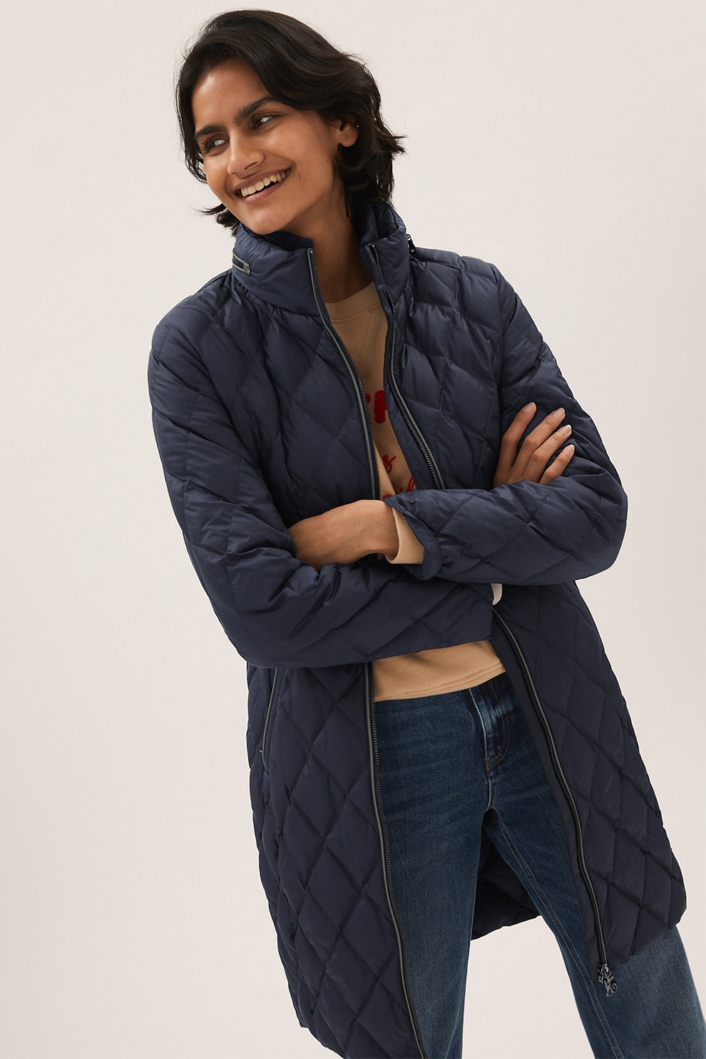 Marks & Spencer, Geaca cu gluga detasabila si puf, Bleumarin