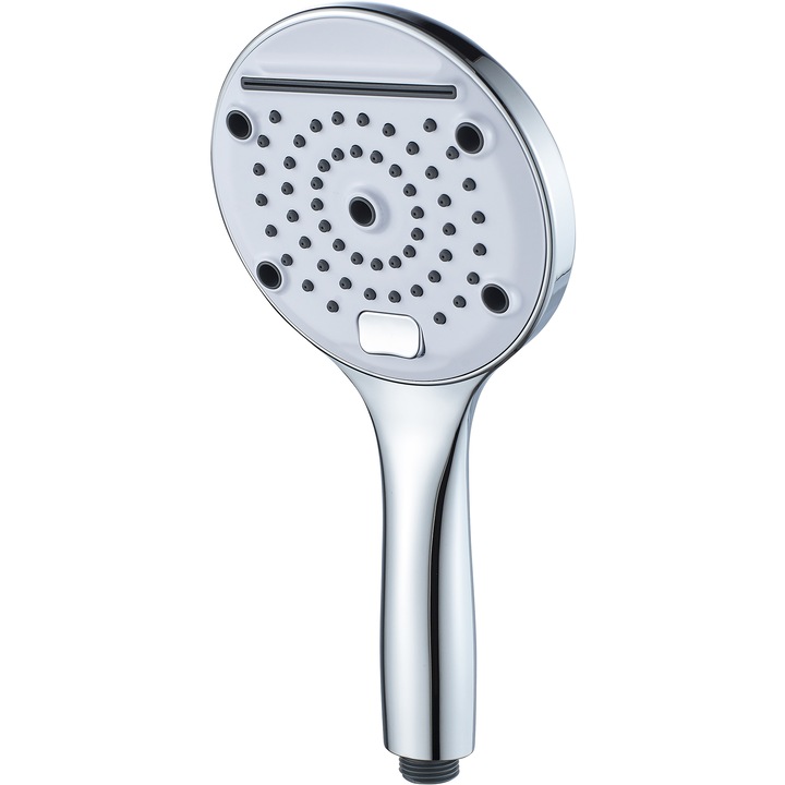 Para de dus rotunda IdroBric Victoria, 3 functii, protectie anticalcar, buton selectare functii, racord universa 1/2", ABS, Crom + buton Alb