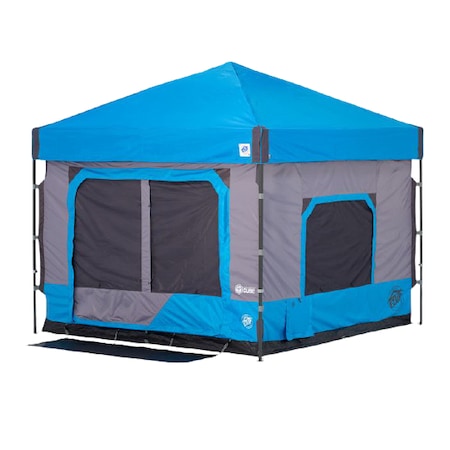Pavilion camping, E-Z UP, Camping Cube 6.4, Poliester, 3 persoane, Albastru, 350 x 281 x 281 cm, 8 Kg