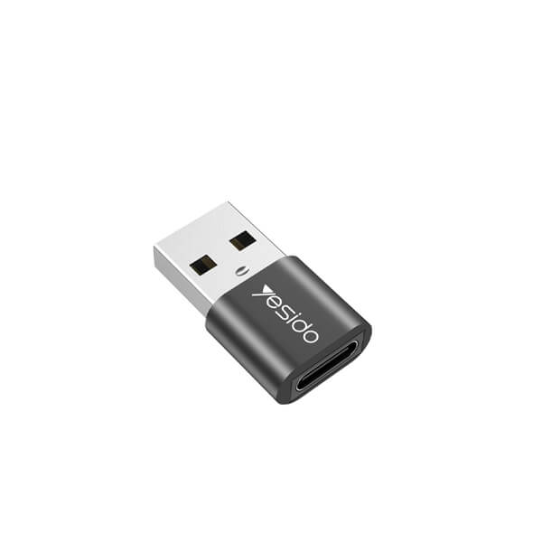 Adaptor OTG Yesido GS09 USB 2.0 la USB-C Mama, Aluminium, Negru