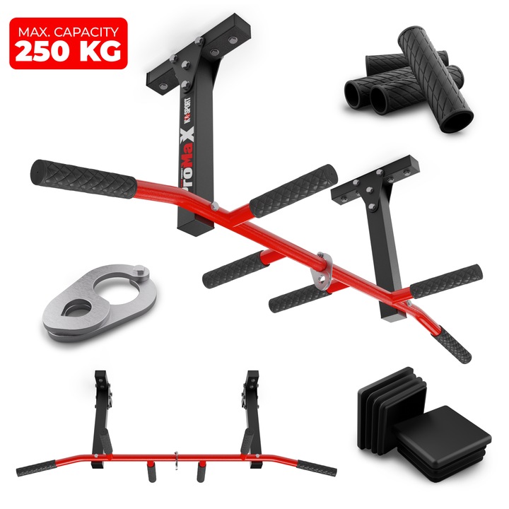 Bara De Tractiune K-SPORT KSH003/SK, Fabricata Din Otel Polonez De Inalta Calitate, Vopsita Prin Pulverizare, Distanta De La Tavan 30 cm, Maner Antiderapant, Capacitate Maxima De Incarcare Pana La 250 kg, 30 x 20 x 60 cm, Multicolor