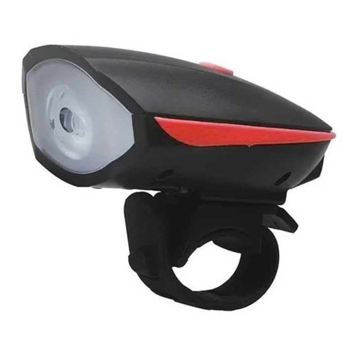Lanterna bicicleta cu sonerie incarcare usb negru rosu