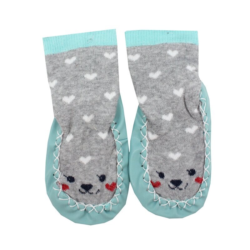 Mocasini, Catelus, gri cu inimioare albe 18-19