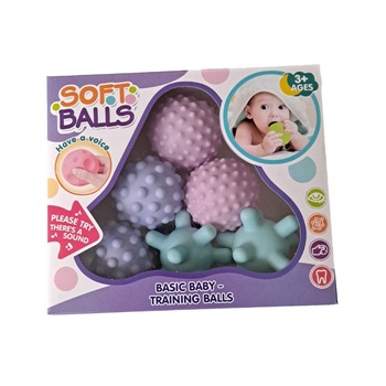 Set 6 mingi Senzoriale bebe Soft Balls, multicolor Set 6 mingi Senzoriale bebe Soft Balls, multicolor