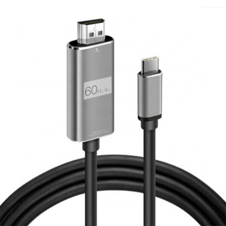 Адаптерен кабел TechDelivery USH147, Резолюция 4K@60Hz, USB Type-C към HDMI, Дължина 1,8 м, Черен