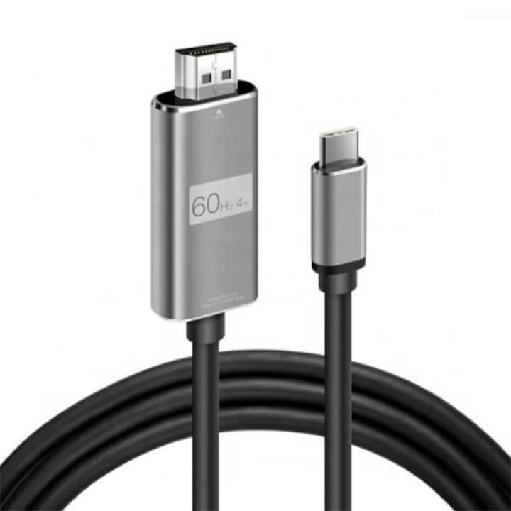 Cablu Adaptor USB Type-C la HDMI, Basekit USH147, Rezolutie 4K@60Hz, Lungime 1.8m, Negru