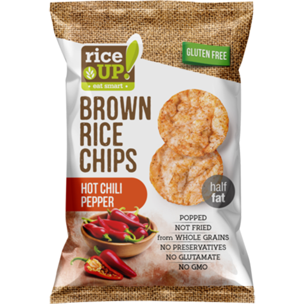 Chips din orez cu ardei iute RiceUP, 60 g